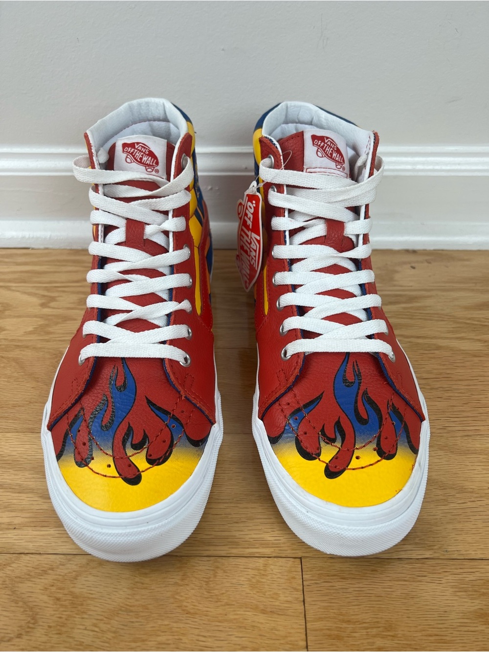 Vans Sk8-Hi Racer Flame True Blue Red Sneakers Mens 9.5 Womens 11